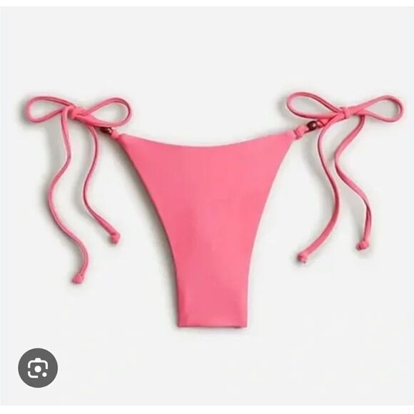 NWT J. Crew Pink Curved Waist Cheeky String Bikini Bottom with Beads - XXL - Picture 1 of 9